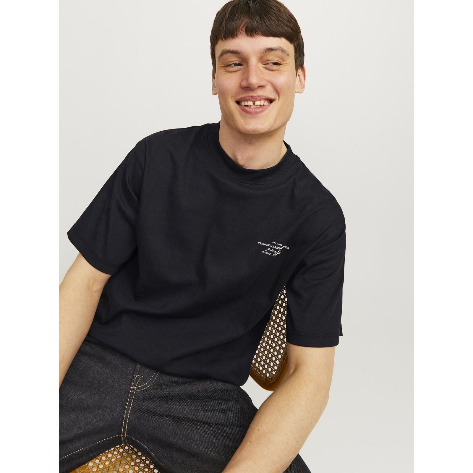 Jack & Jones Chad Branding Baumwoll-Männer Schwarze Farbe Kurzarm T-Shirts