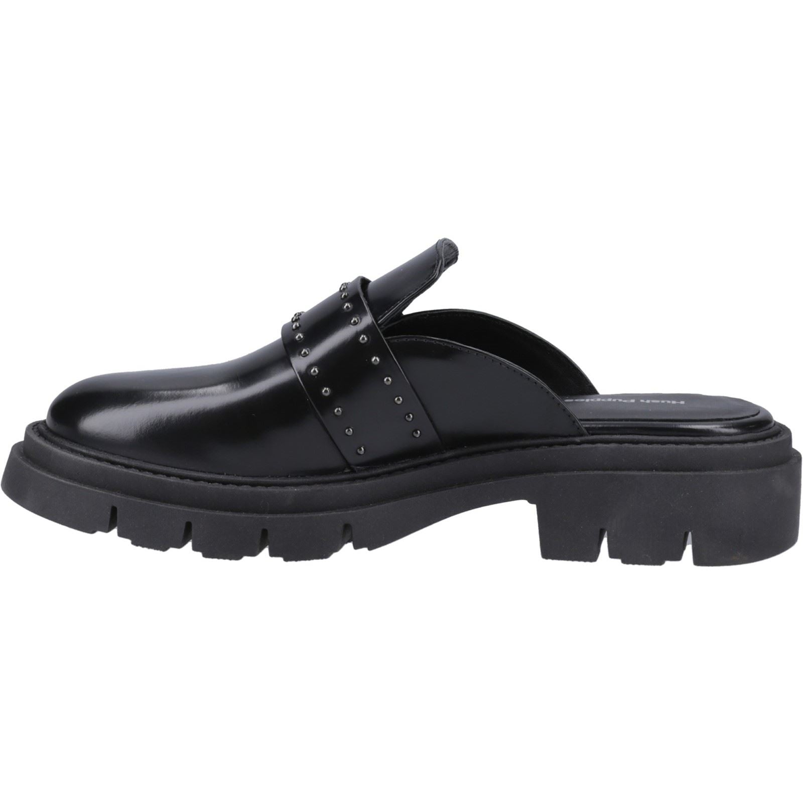 Hush Puppies Nicole Studded Damen Clogs Aus Schwarzem Leder