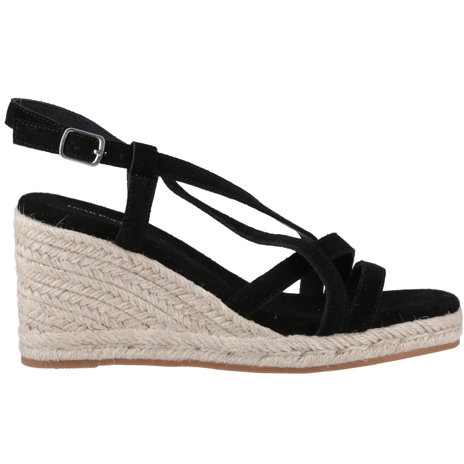 Hush Puppies Jenny Espadrille Wedge Damen Pumps Aus Schwarzem Wildleder
