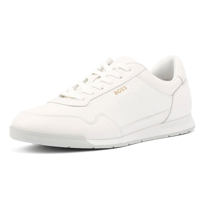 Boss Titanium Weiße Ledersneaker Für Herren