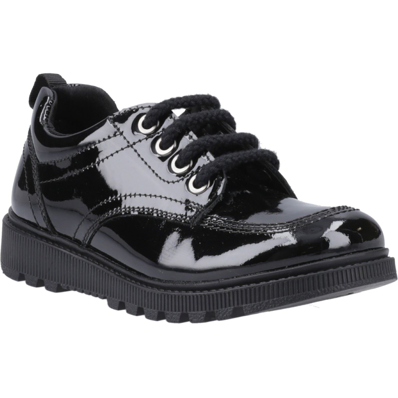 Hush Puppies Keeley Mädchenschuhe Aus Schwarzem Leder Mit Schnürung