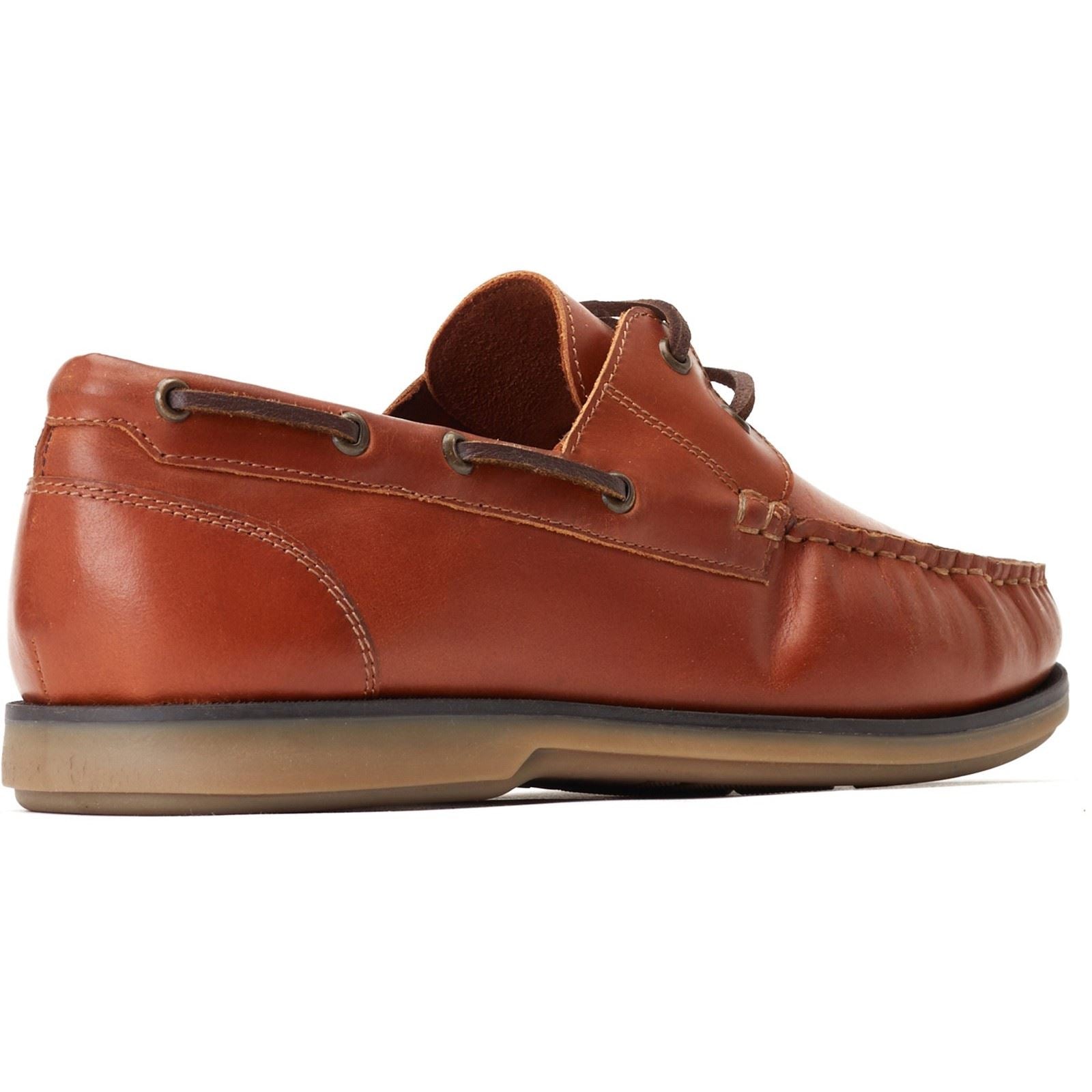 Base London Stern Herren Bootsschuhe Aus Gebranntem Tan-Leder