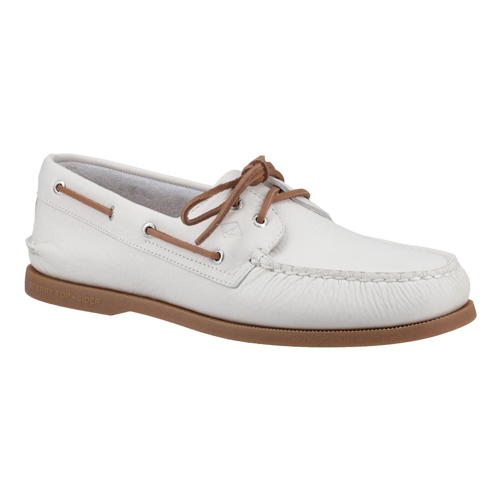 Sperry Authentic 2 Eye Herren Bootsschuhe Aus Leder In Weiß/Gummi