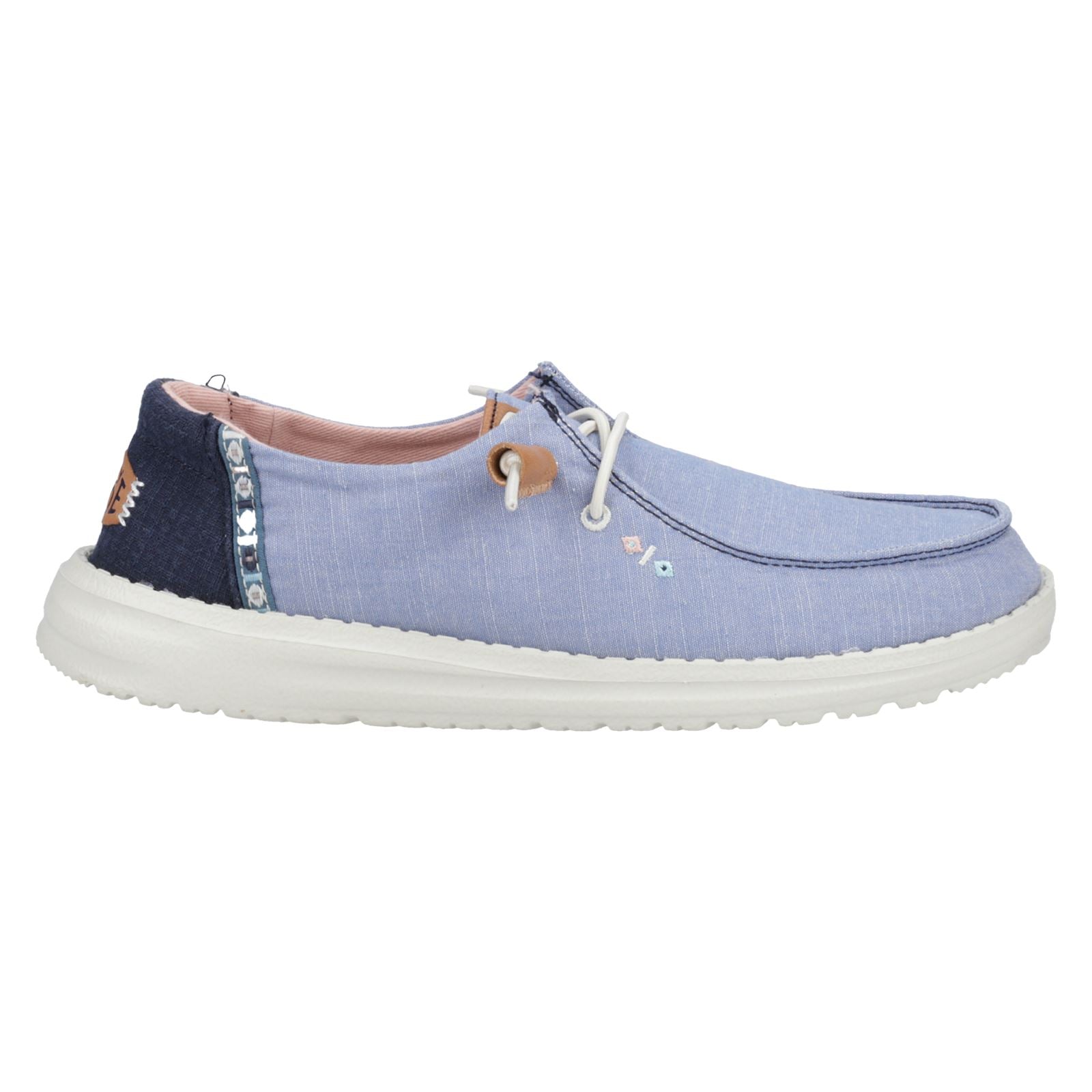 HEYDUDE Wendy Chambray Boho 100% Baumwolle Damenblaue Slipper
