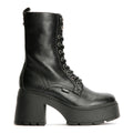 Buffalo Mila Lace Up Mid Damen Schwarze Stiefel
