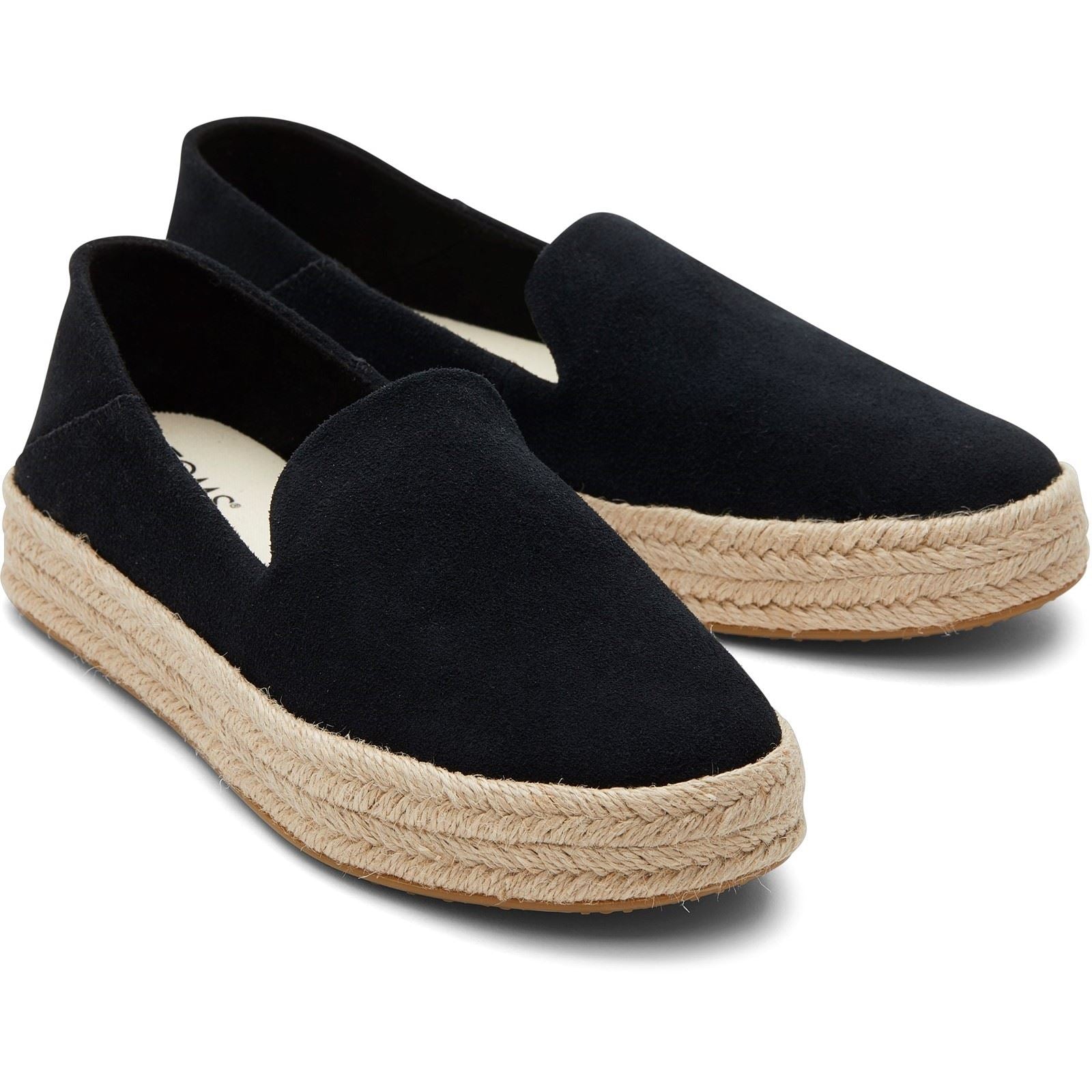 TOMS Carolina 100% Rindsleder Damen Schwarz Espadrilles