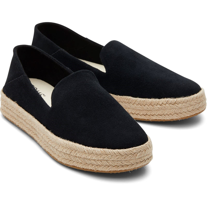 TOMS Carolina 100% Rindsleder Damen Schwarz Espadrilles