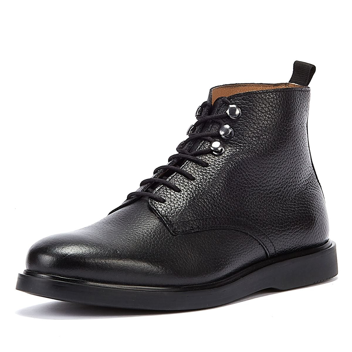 Hudson Kampf Spitze Leder Herrenstiefel In Schwarz