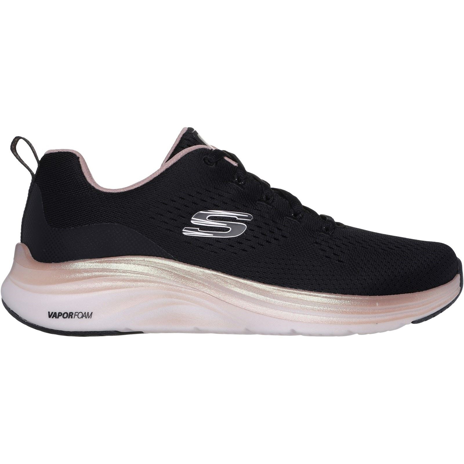 Skechers Vapor Foam - Midnight Glimmer Textile Damen Sneaker In Schwarz/Roségold