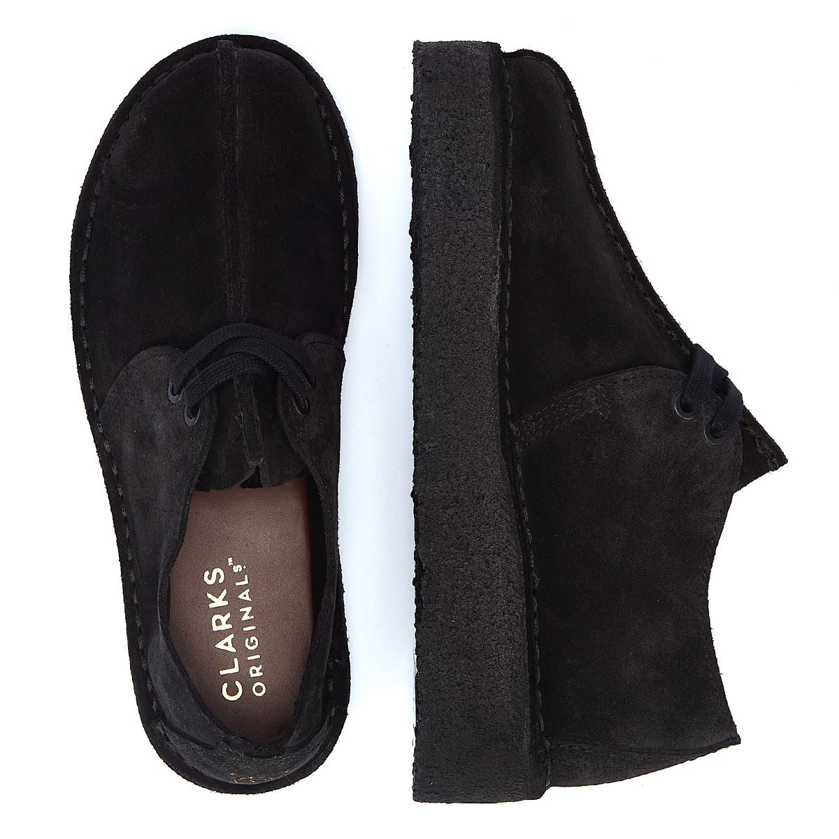 Clarks Trek Wedge Wildleder Damen Schwarze Komfortschuhe