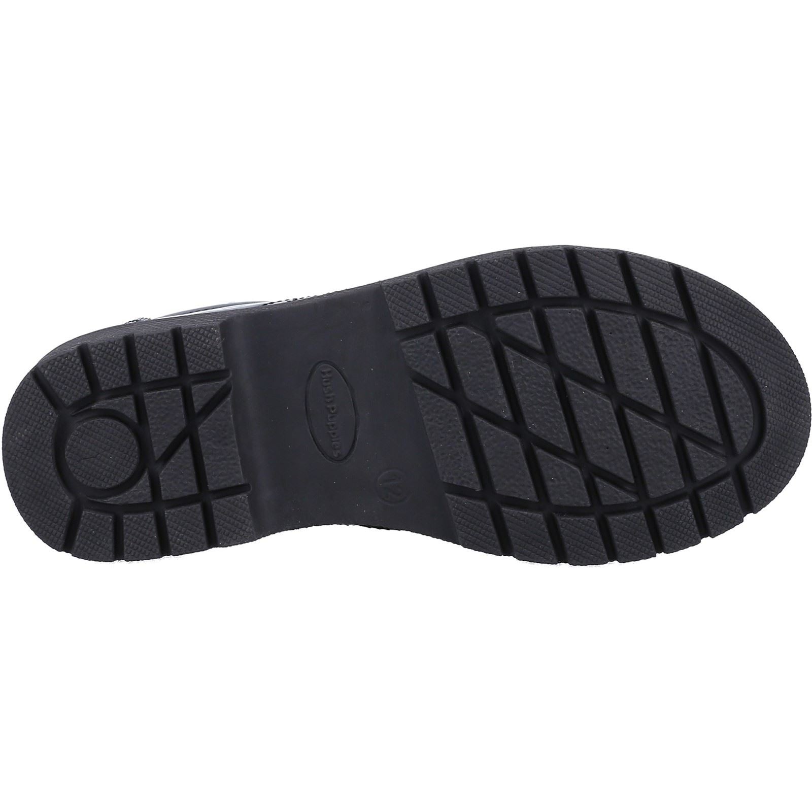 Hush Puppies SALLY PATENT JUNIOR Mädchen Brogues Aus Schwarzem Leder