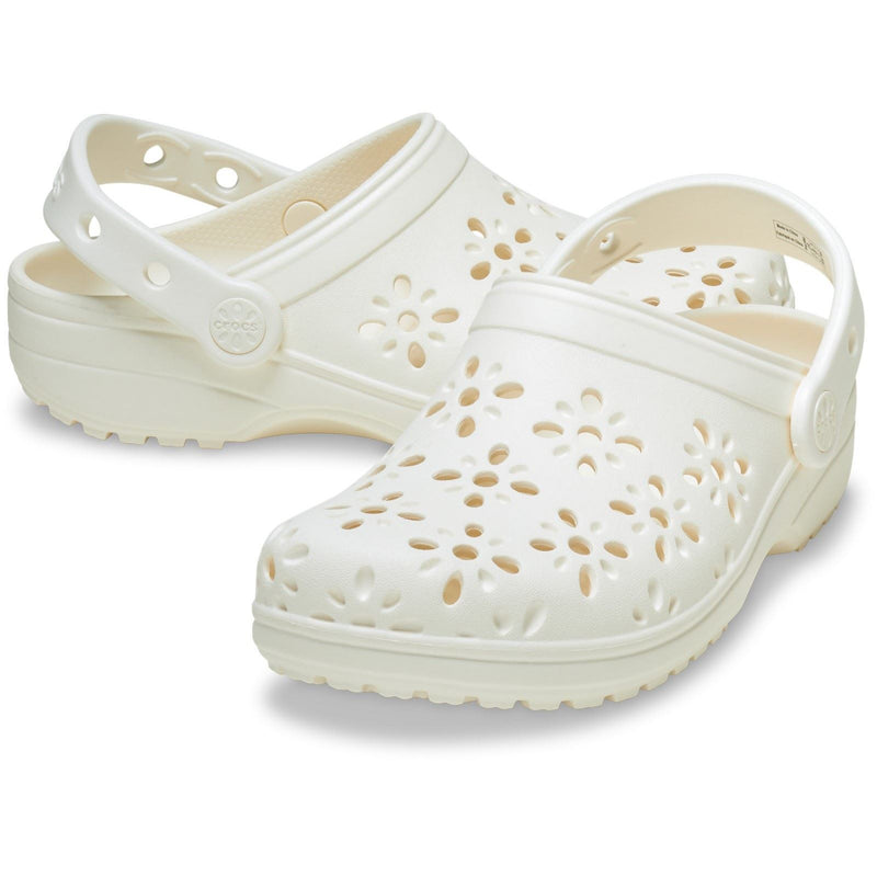 Crocs Classic Floral Cut Out Thermoplastische Kreide Clogs