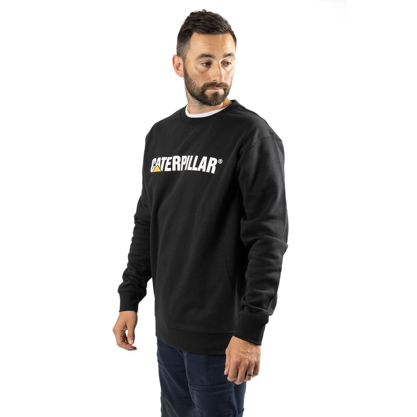 Caterpillar Midweight Crewneck Baumwolle Herren Schwarze Sweatshirt
