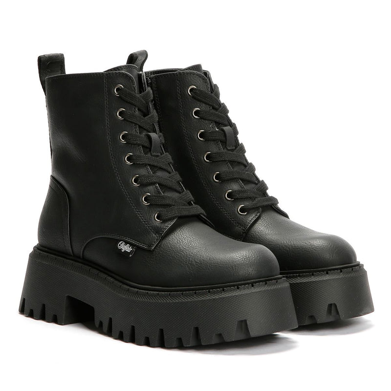 Buffalo Aspen Lace Up Warm Damen Schwarze Farbe Stiefel