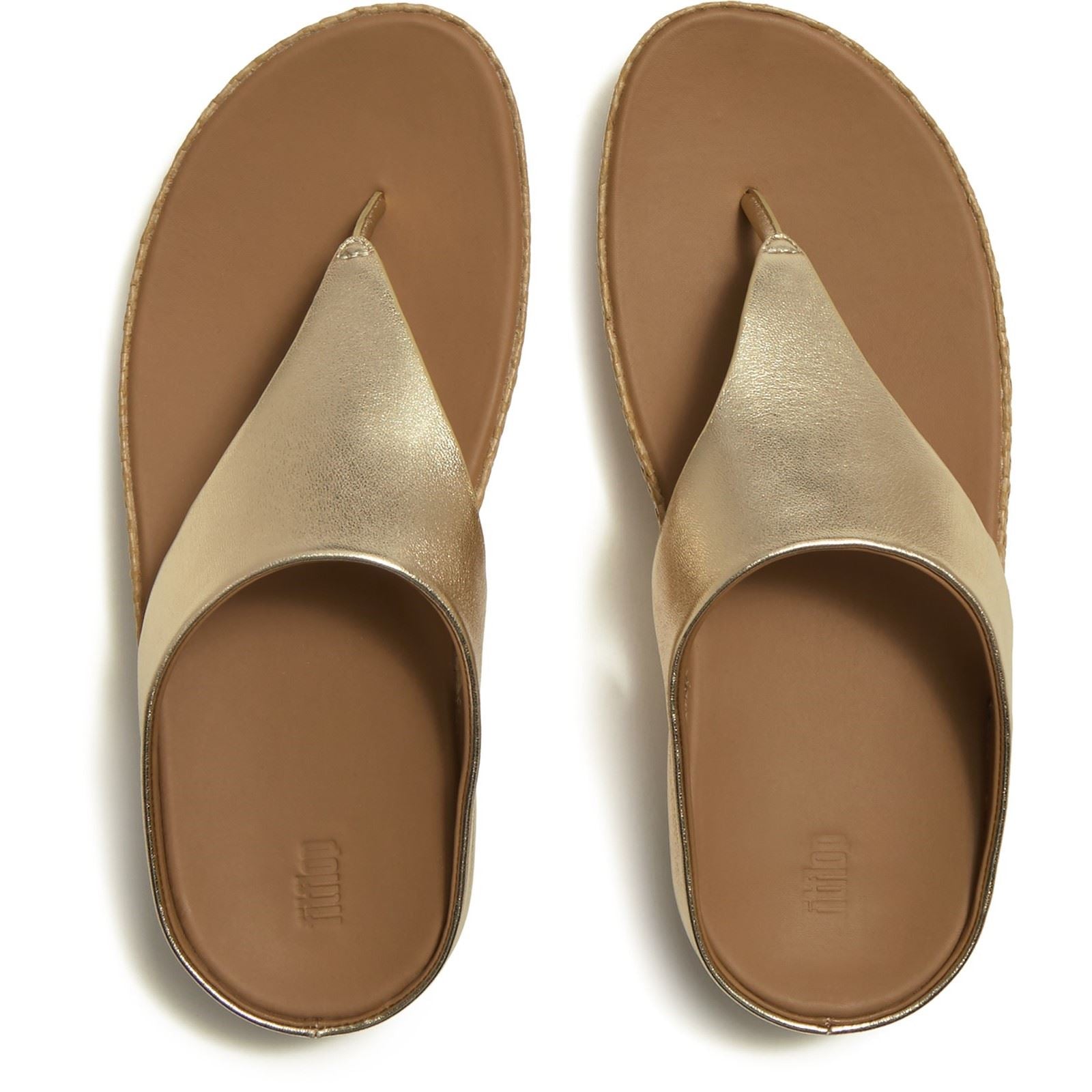 Fitflop Lulu Lux Graphic-Weave Toe-Post Leder Damen Platino Sandalen