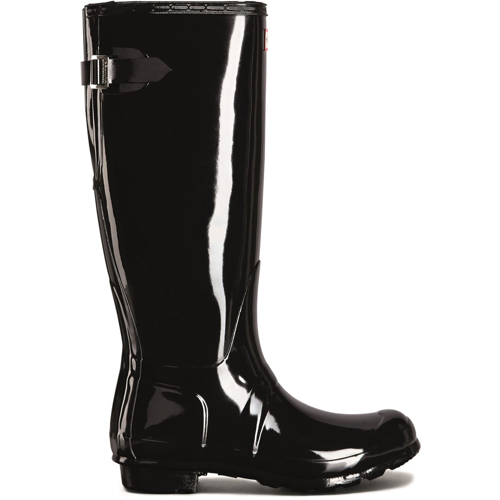 Hunter Tall Back Adjustable Gloss Gummistiefel Für Damen In Schwarz