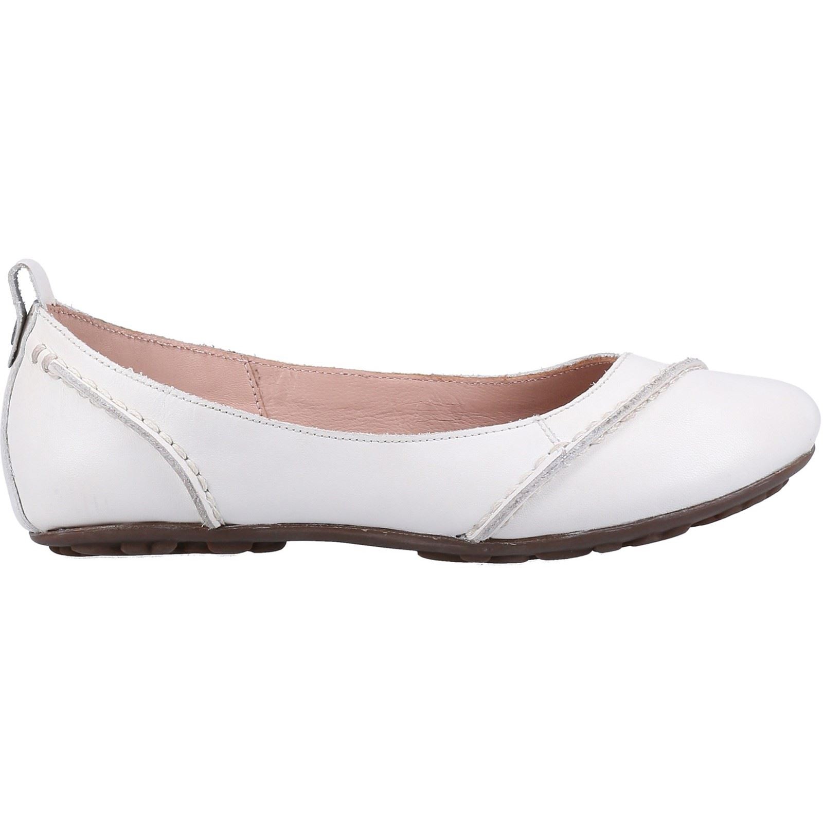 Hush Puppies Janessa Leder Damen Weiße Flache Schuhe