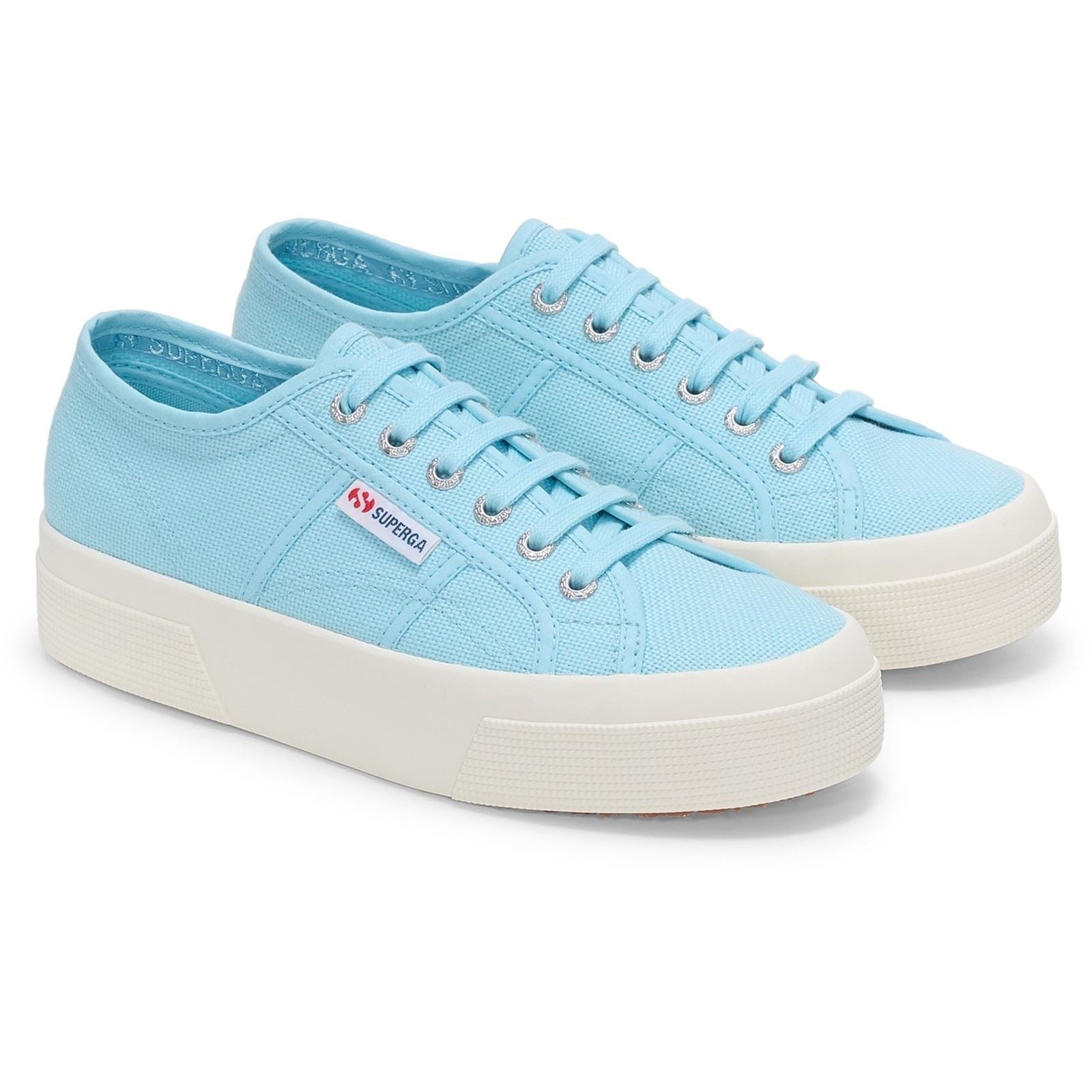 Superga 2740 PLATFORM Damen Sneakers Crystal Azul Aus Baumwolle