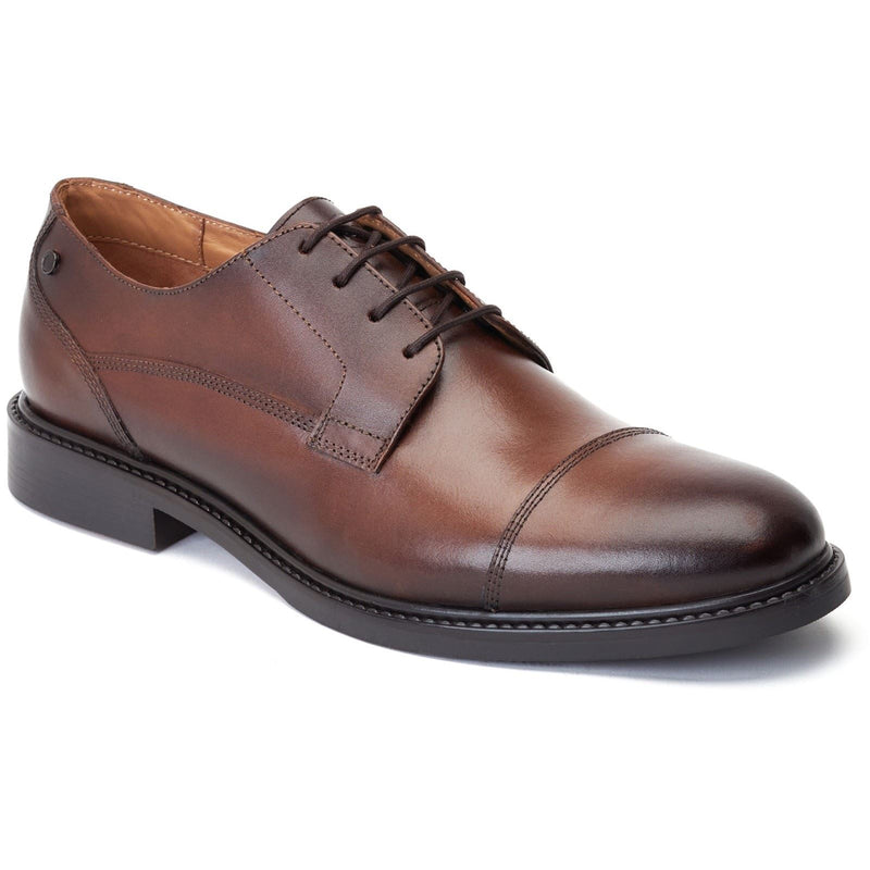 Base London Magnus Leder Herren Oxford Schuhe In Verbranntem Braun