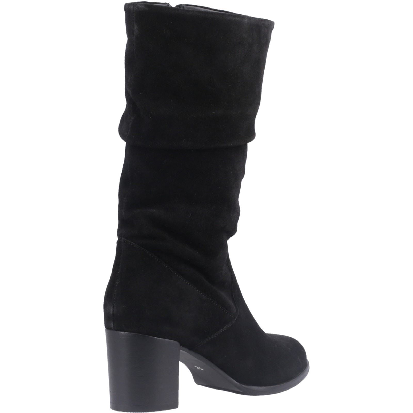 Hush Puppies Cosima Wildleder Damen Schwarze Wildleder Kniehohe Stiefel mit Absatz