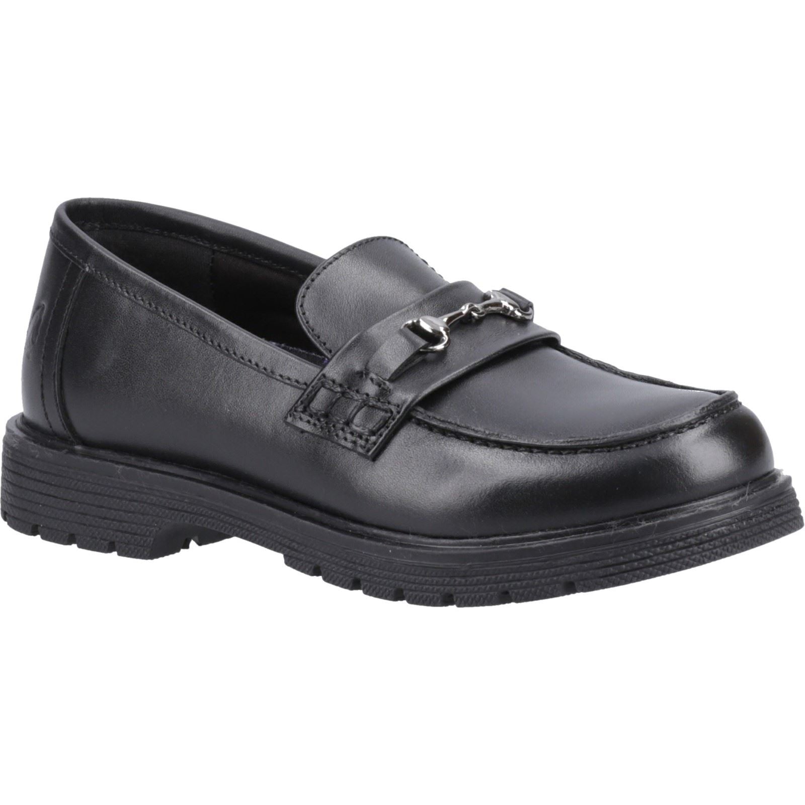 Hush Puppies Lydia Senior Mädchenschwarze Slipper Aus Leder