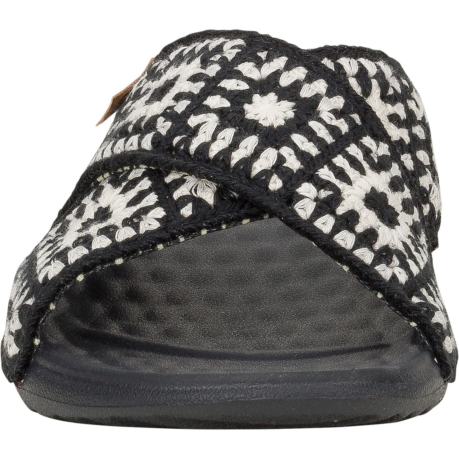 HEYDUDE Christi Slide Cottage Crochet Baumwoll-Damensandalen In Schwarz/Weiß