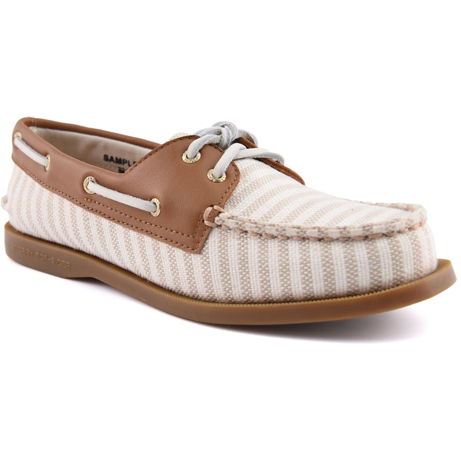 Sperry Authentic Original Textil Damen Weiße/Natürliche Bootsschuhe