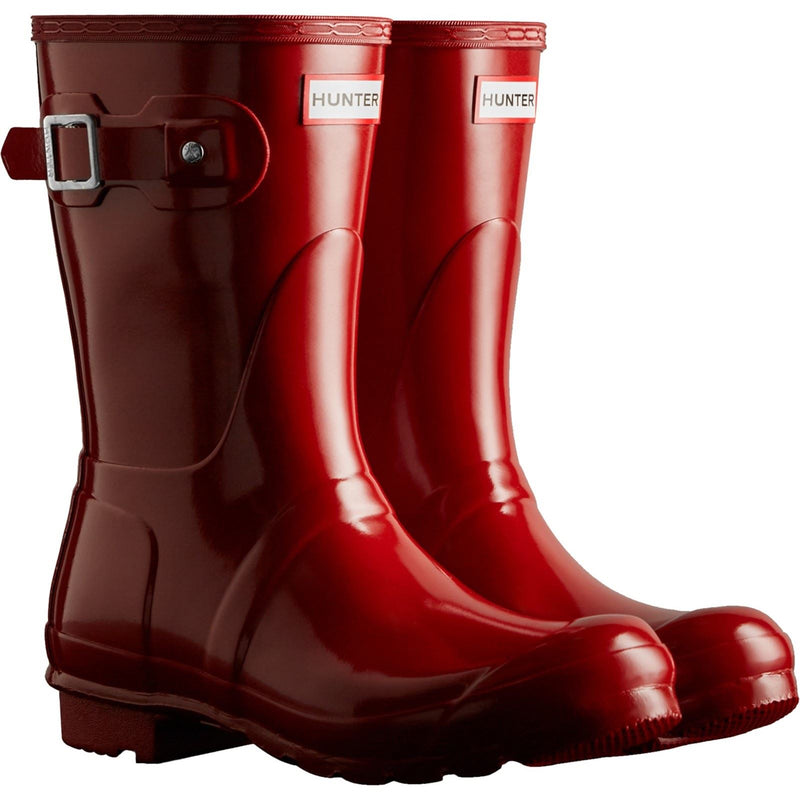 Hunter Original Short Gloss Damen Gummistiefel In Militärrot