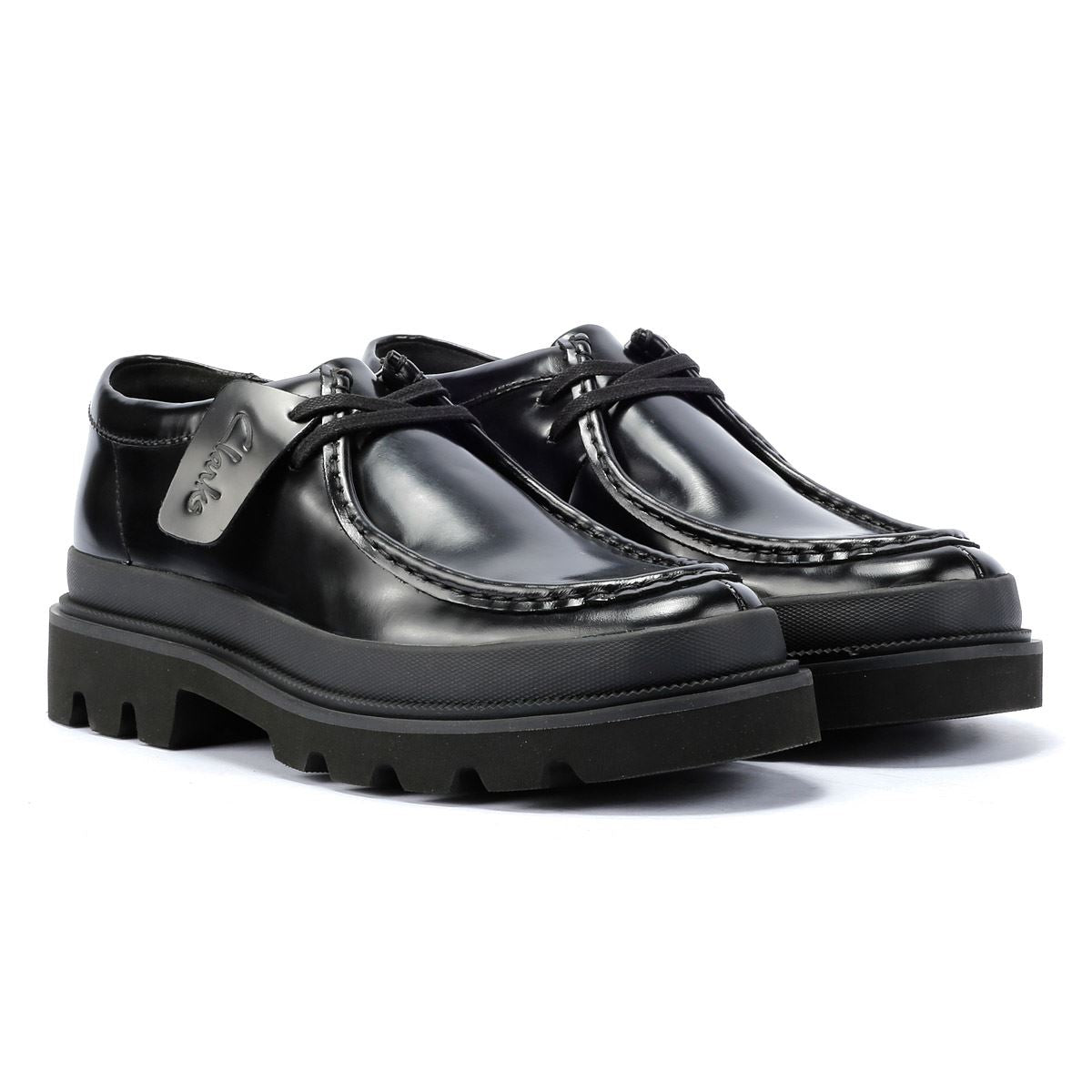 Clarks Main Badell Seam Schwarze Farbe Herren Schnürschuhe Aus Leder