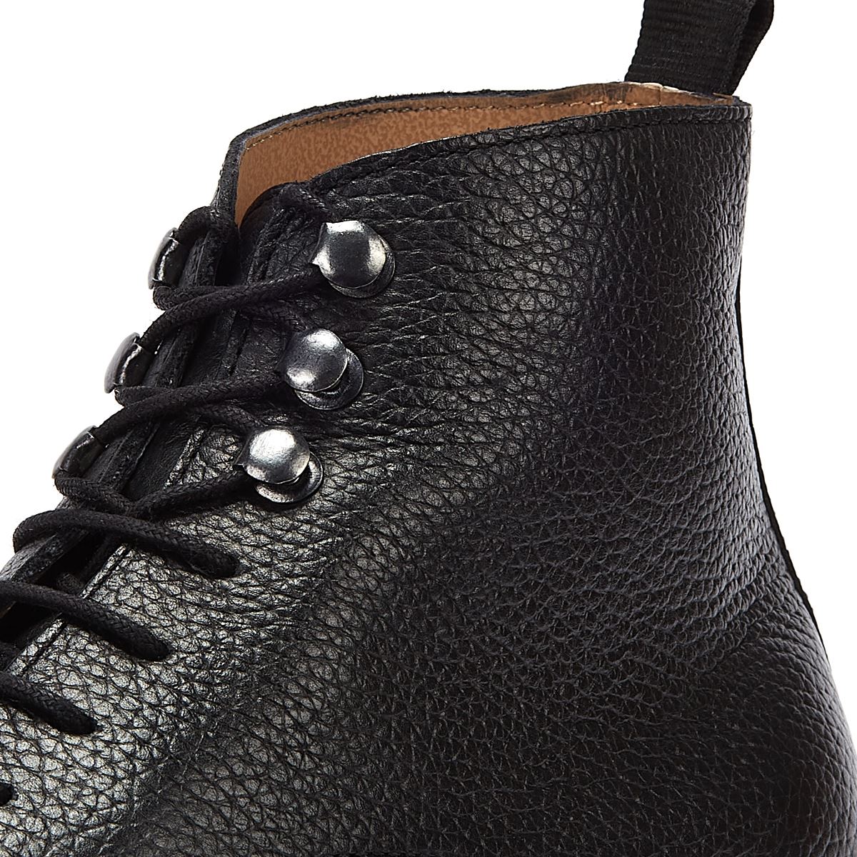 Hudson Kampf Spitze Leder Herrenstiefel In Schwarz