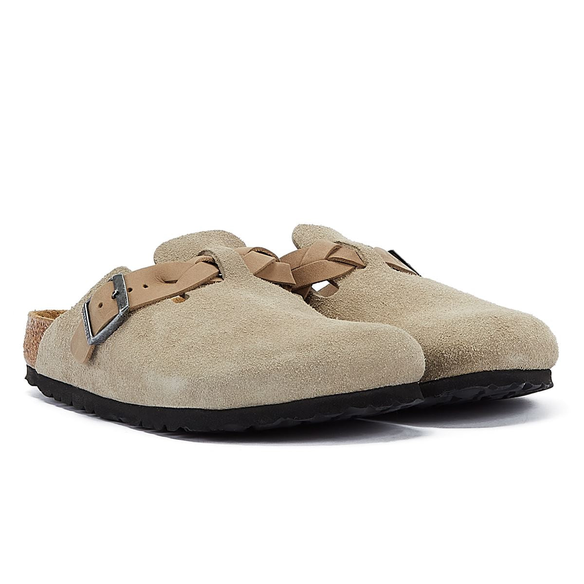 Birkenstock Boston Regulär Clogs Aus Taupefarbenem Wildleder