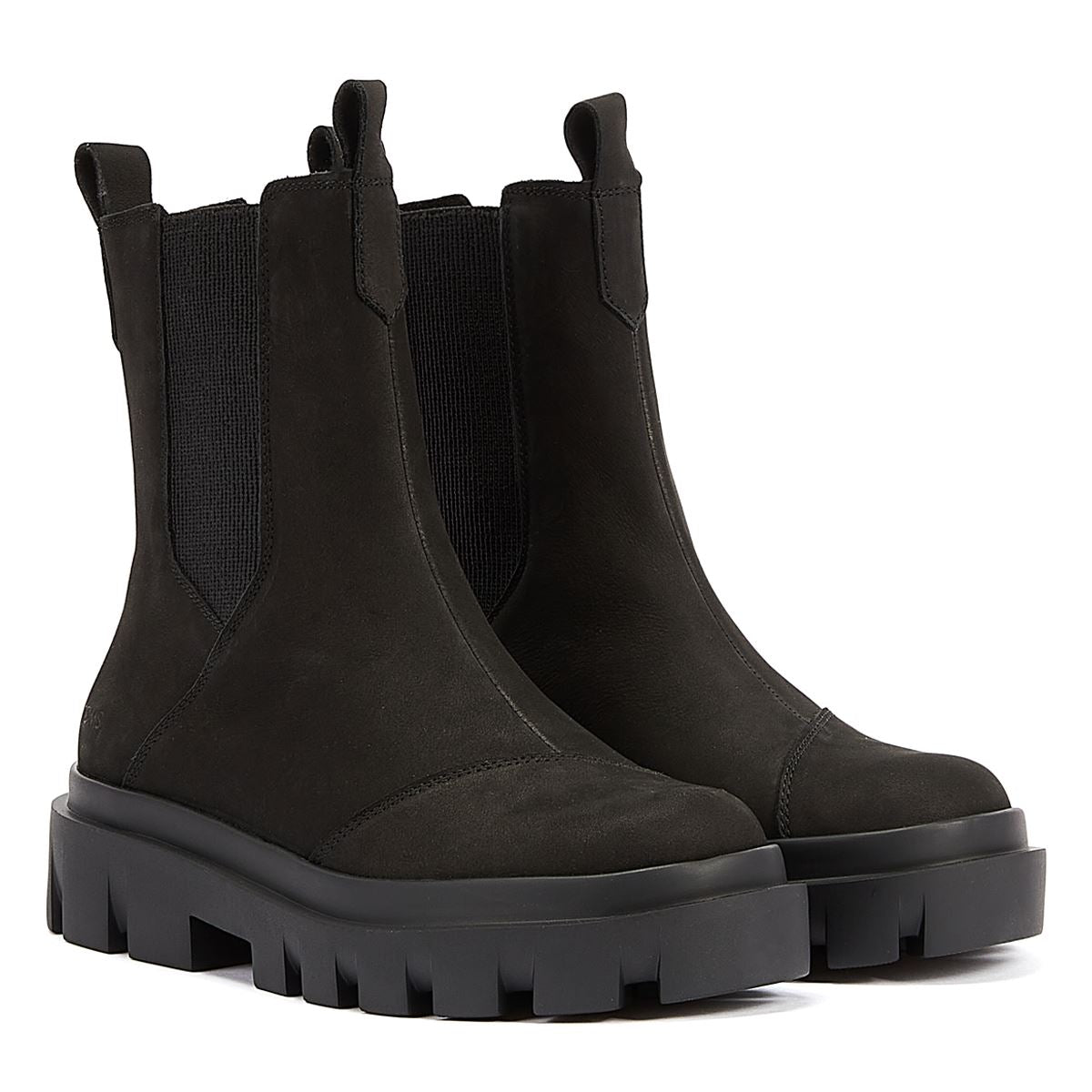 TOMS Rowan Leder Damen Schwarze Stiefel