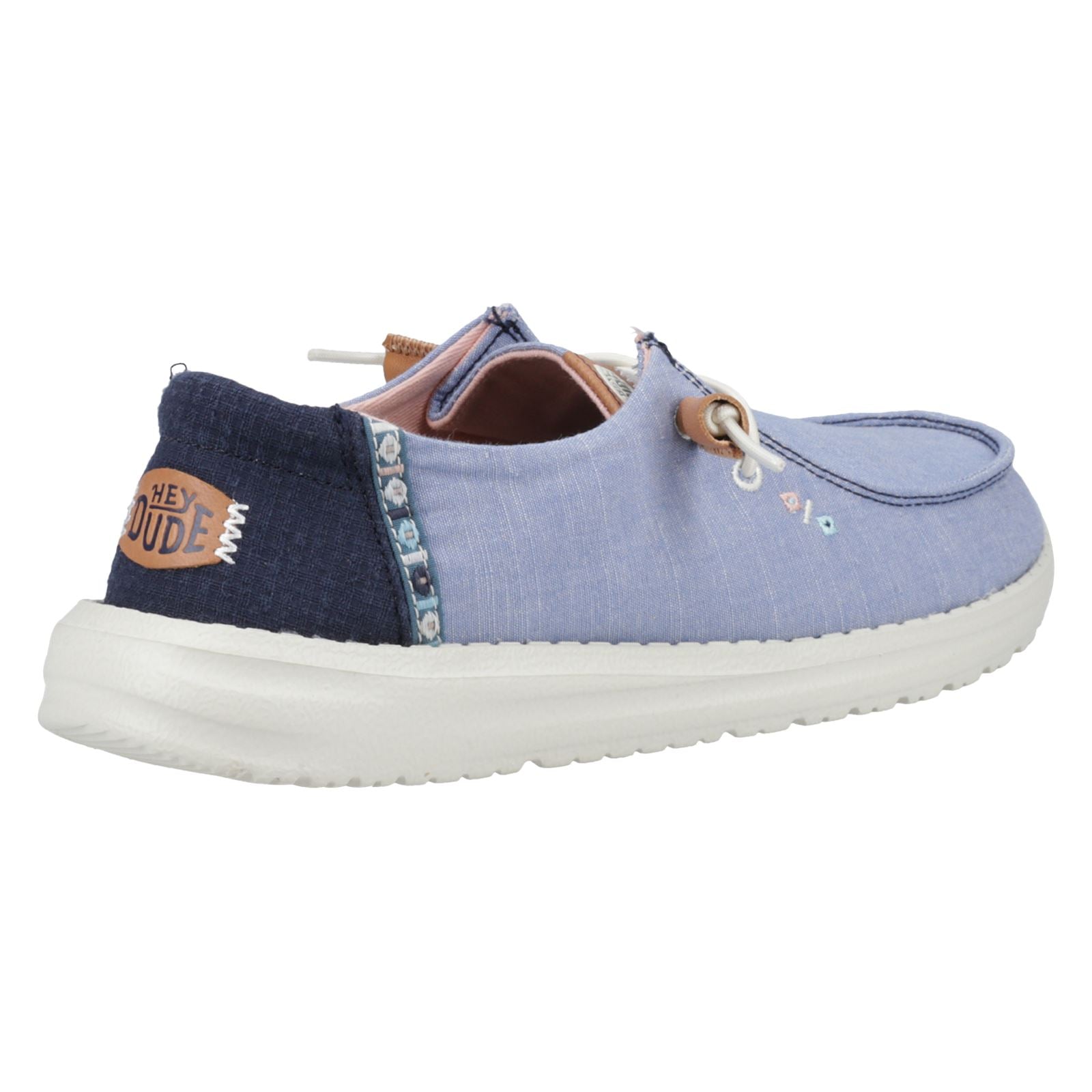 HEYDUDE Wendy Chambray Boho 100% Baumwolle Damenblaue Slipper