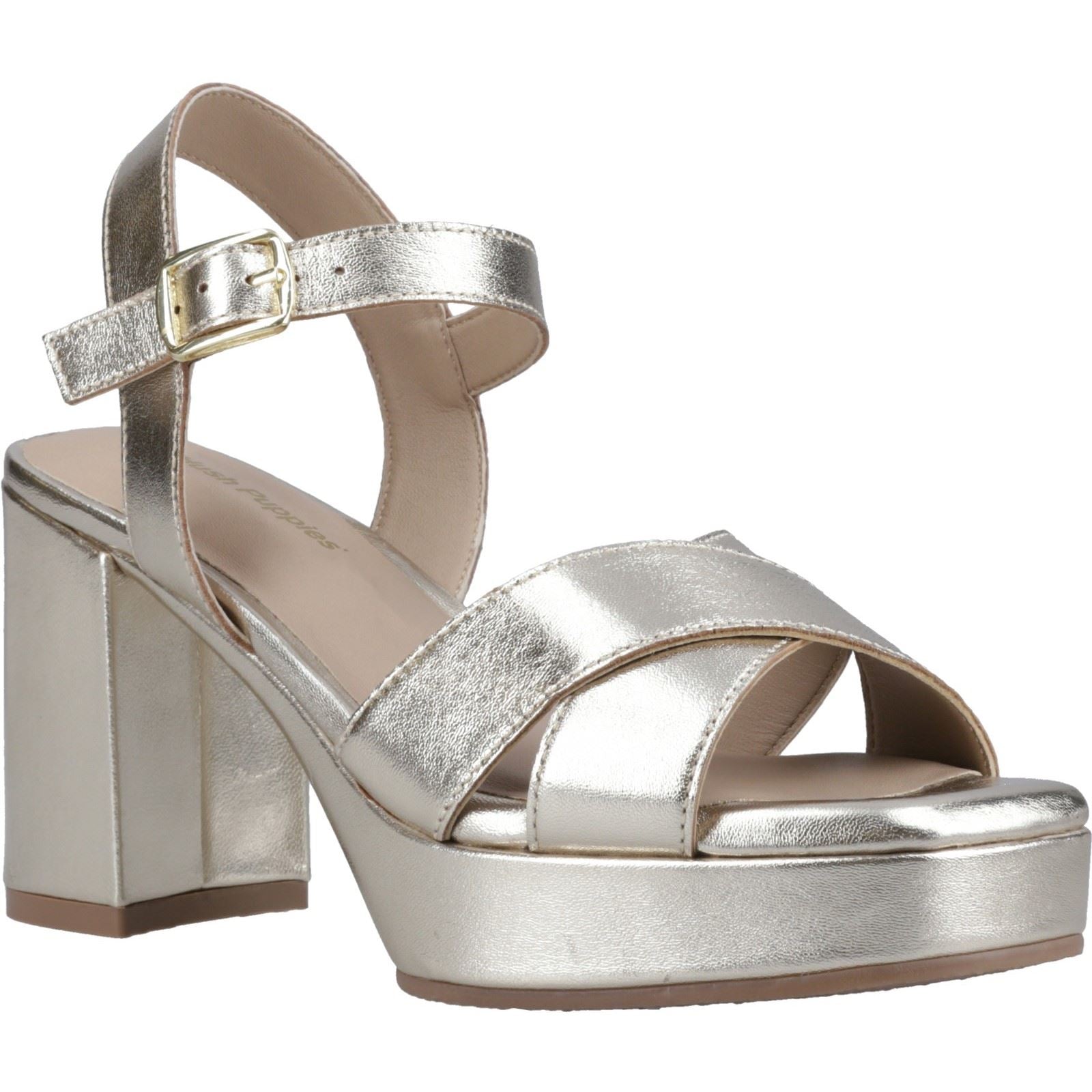 Hush Puppies Ophelia Leather Heel Damen Sandalen aus Wildleder in Gold