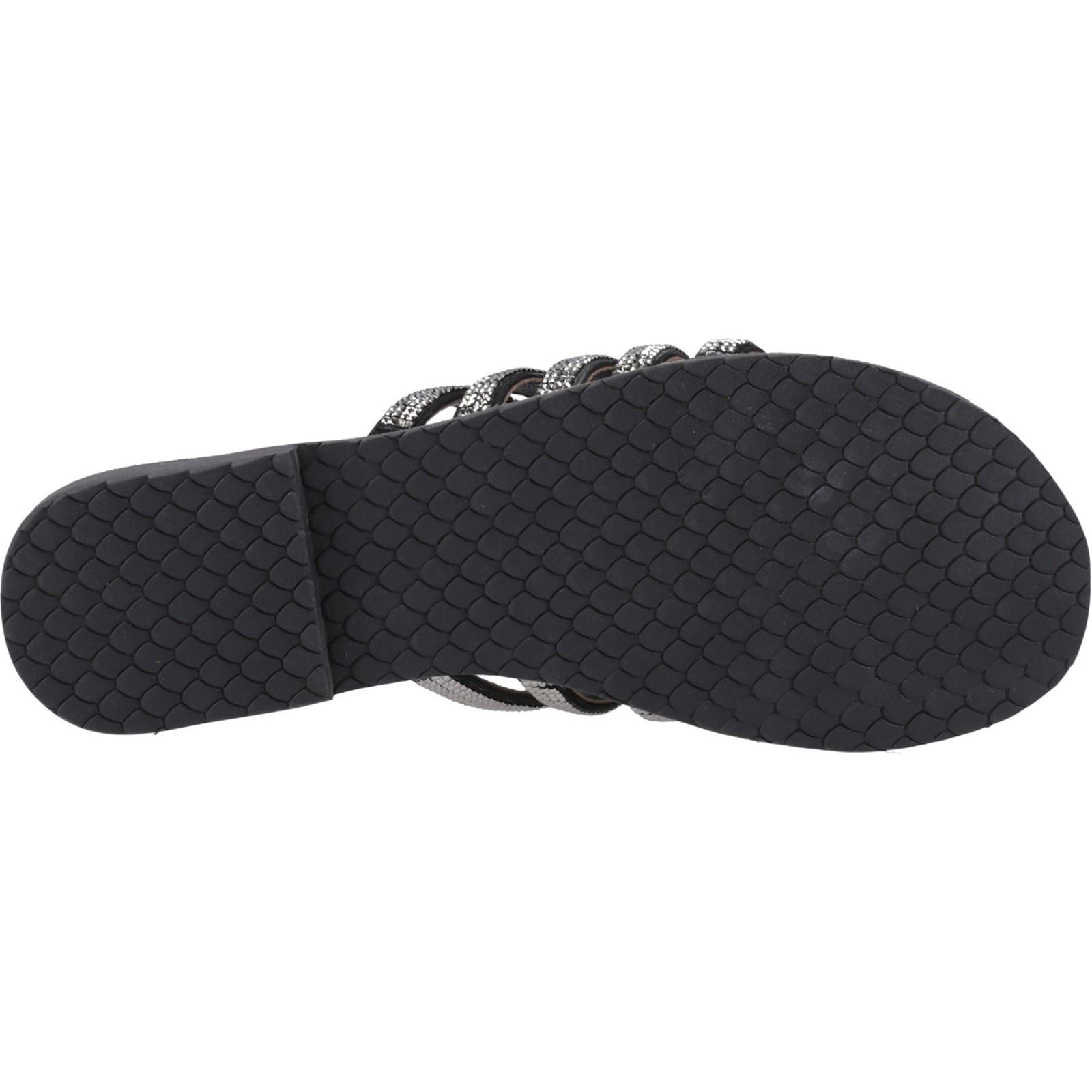 Hush Puppies Paris Slide Damen Sandalen Aus Schwarzem/Silbernem Wildleder