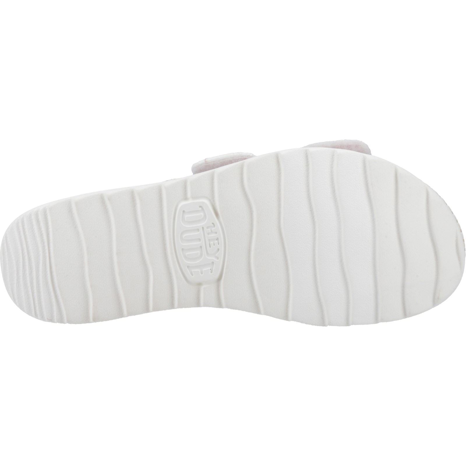 HEYDUDE Delray Slide Eyelet Damen Sandalen Aus Weißer Baumwolle