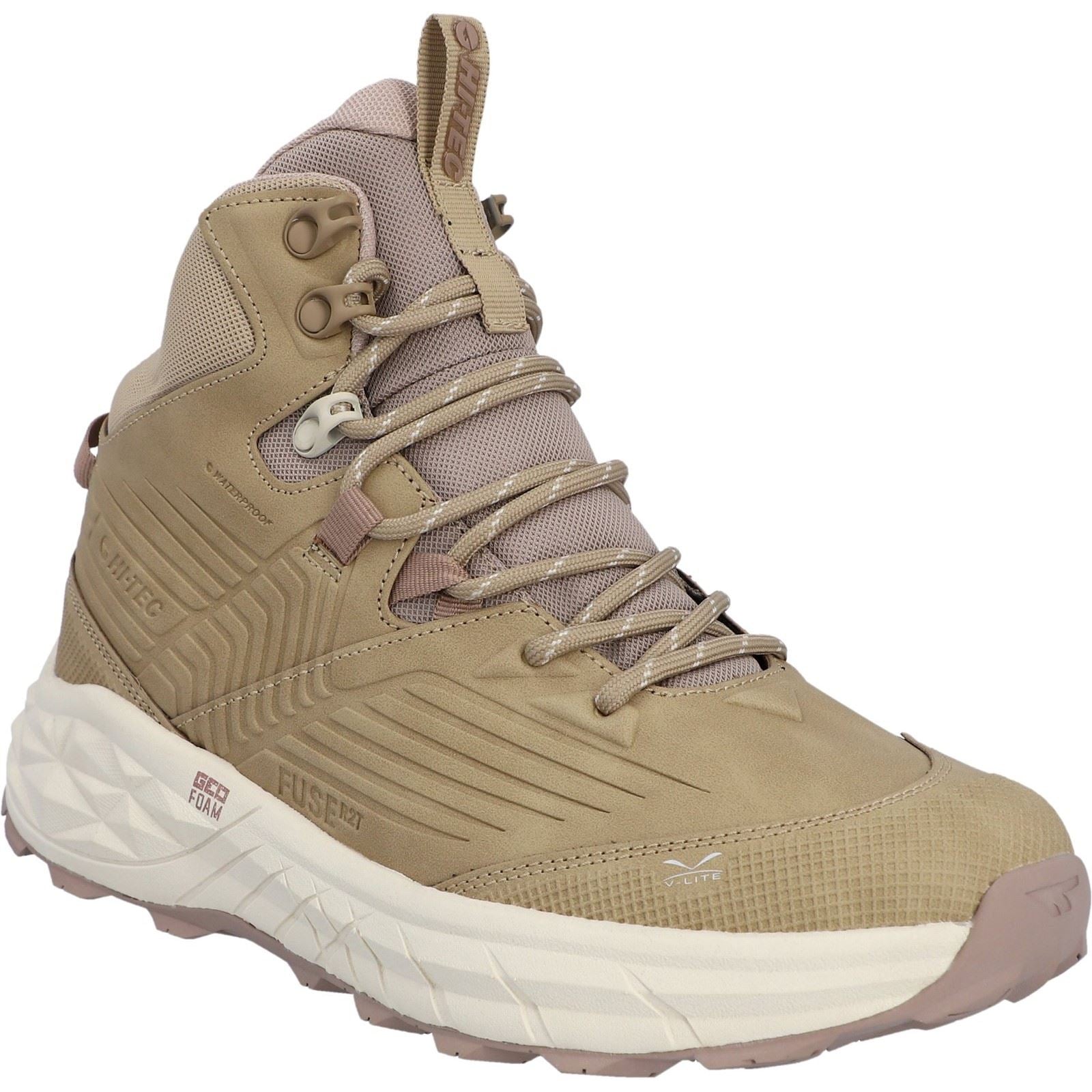 Hi-Tec Fuse Trek Mid Polyester Damen Wanderschuhe In Taupe/Weißkappe Grau/Warm Taupe