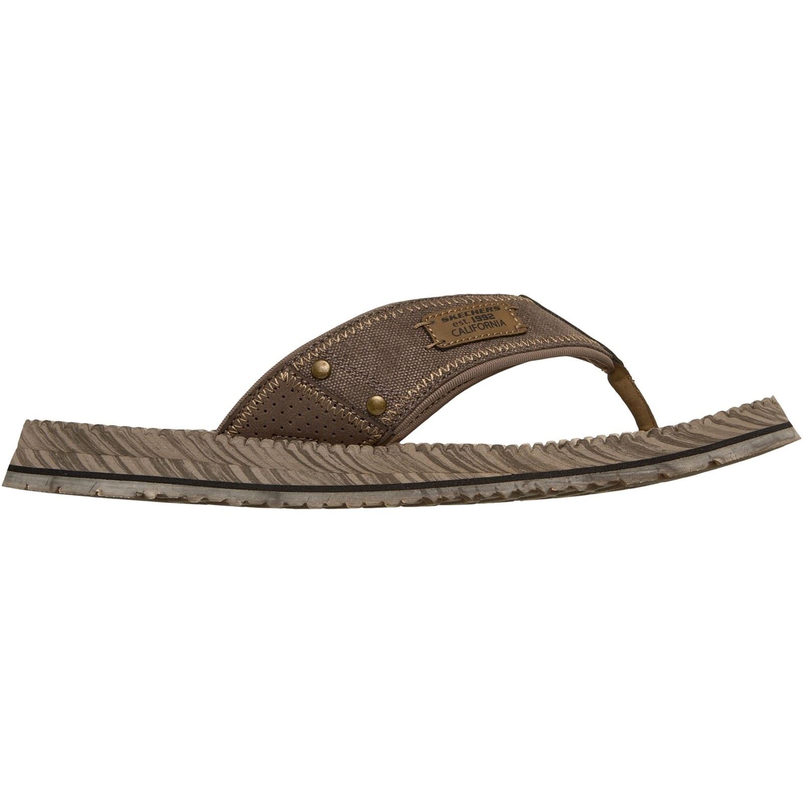Skechers Quill Textil Herren Braune Flip-Flops