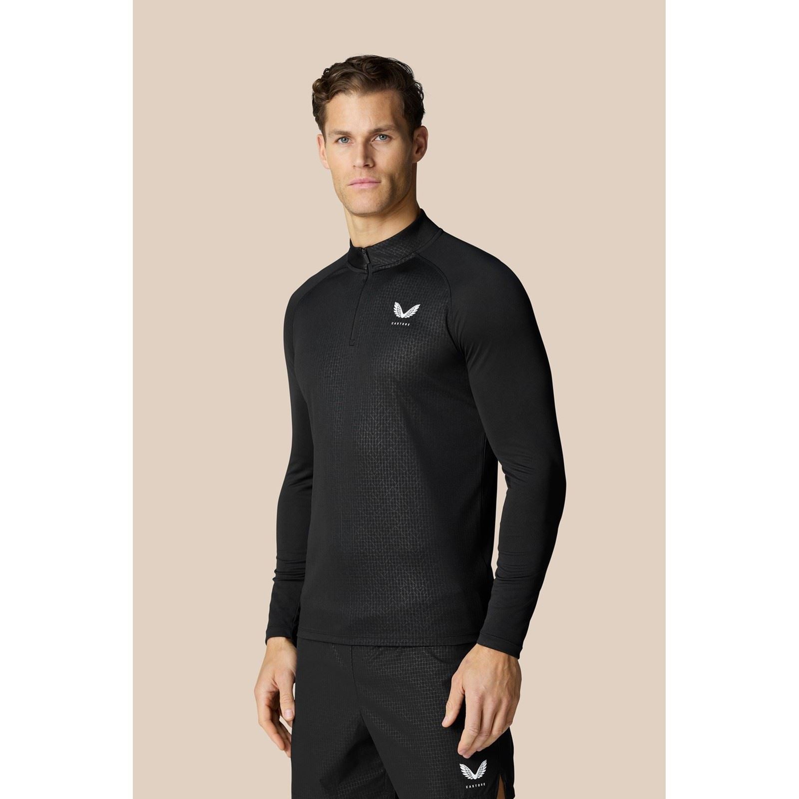 Castore Adapt 1/4 Zip Top Polyester Herren Schwarze Farbe Sport-T-Shirts