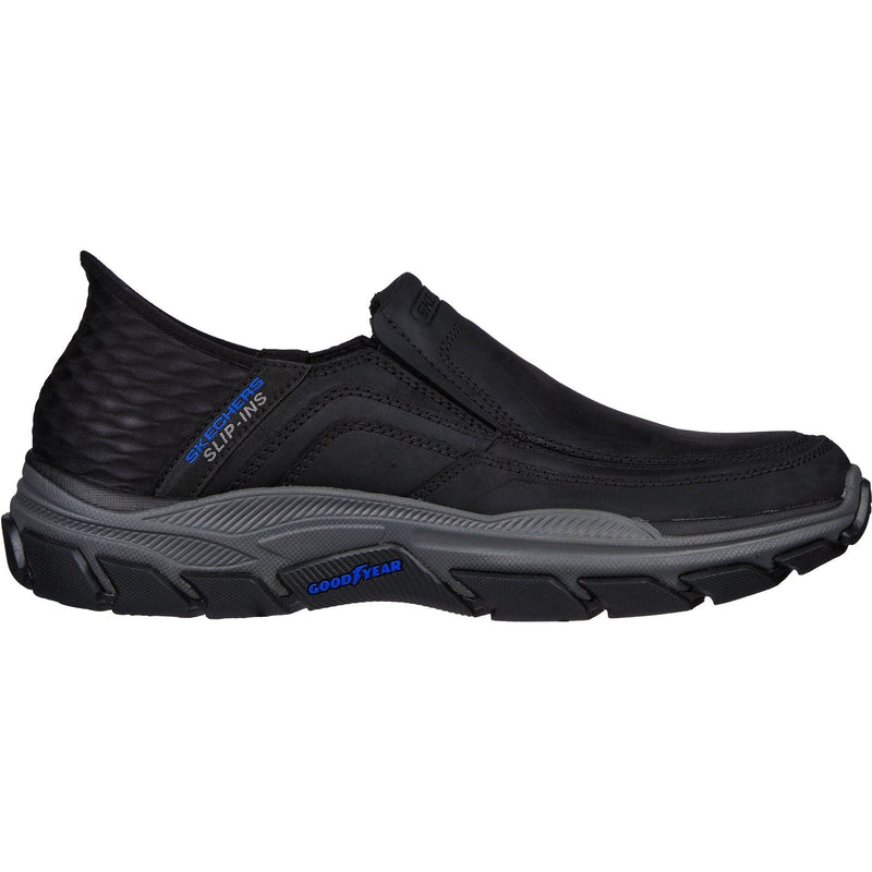 Skechers Respected Elgin Leder Herrenschuhe, Schwarze Farbe Mokassins