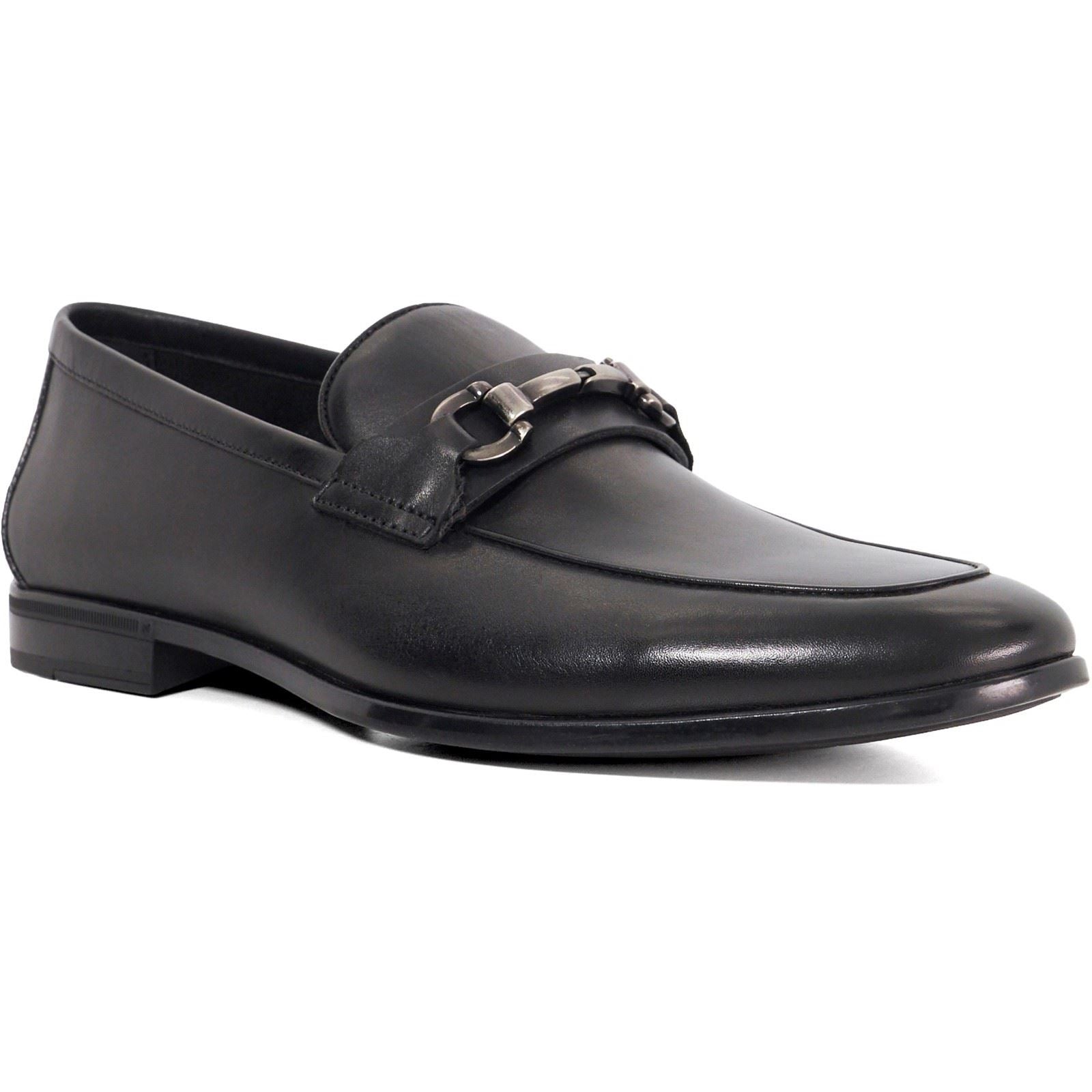 Dune Seymore Leder Herren Schwarz Slipper Schuhe