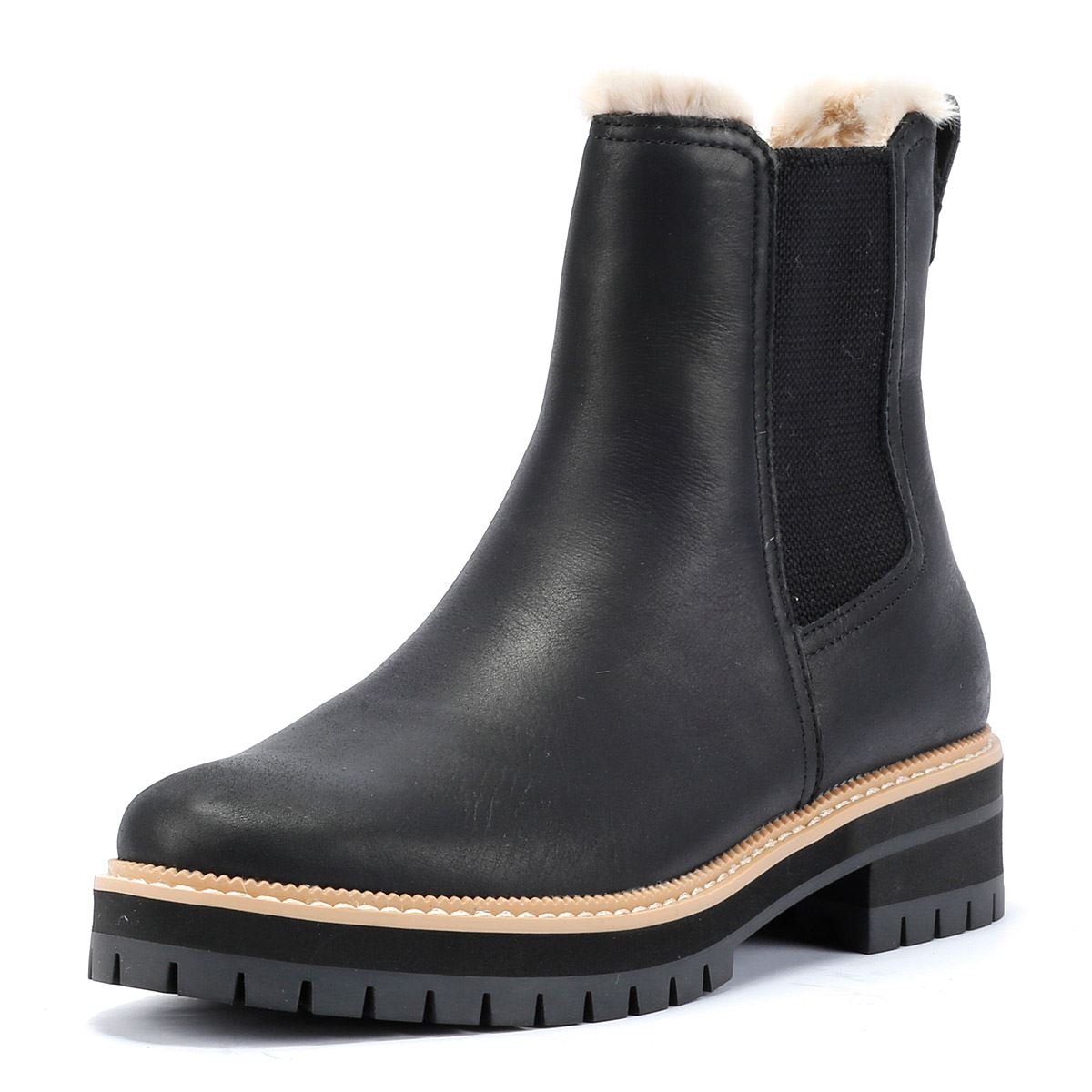 TOMS Bennet Leder Damenstiefel In Schwarz