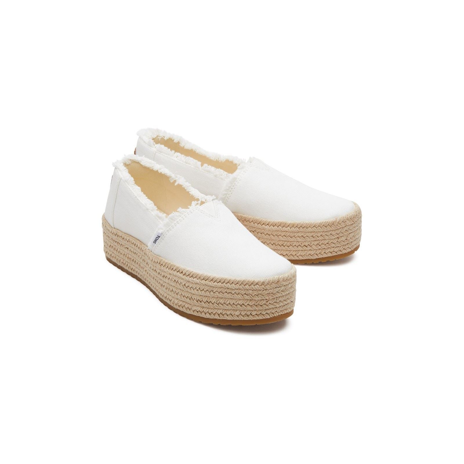 TOMS Valencia 100% Baumwolle Damen Espadrilles In Weiß