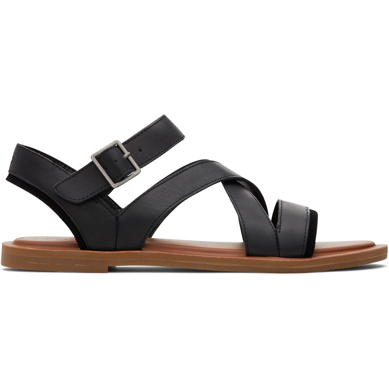 TOMS Sloane 100% Rindsleder Damen Schwarze Sandalen
