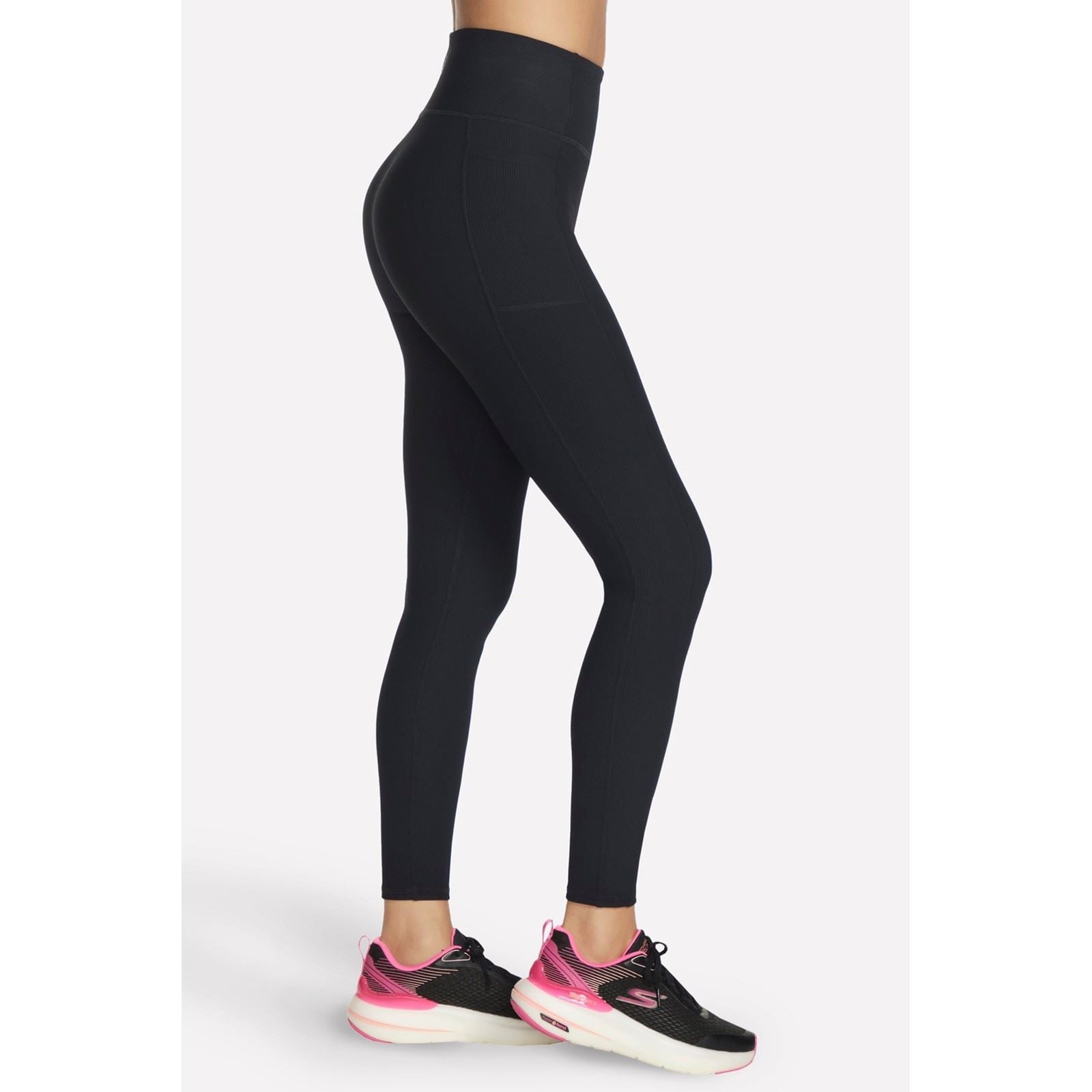 Skechers Performance GOFLEX Rib Nylon Damen Schwarze Sportleggings