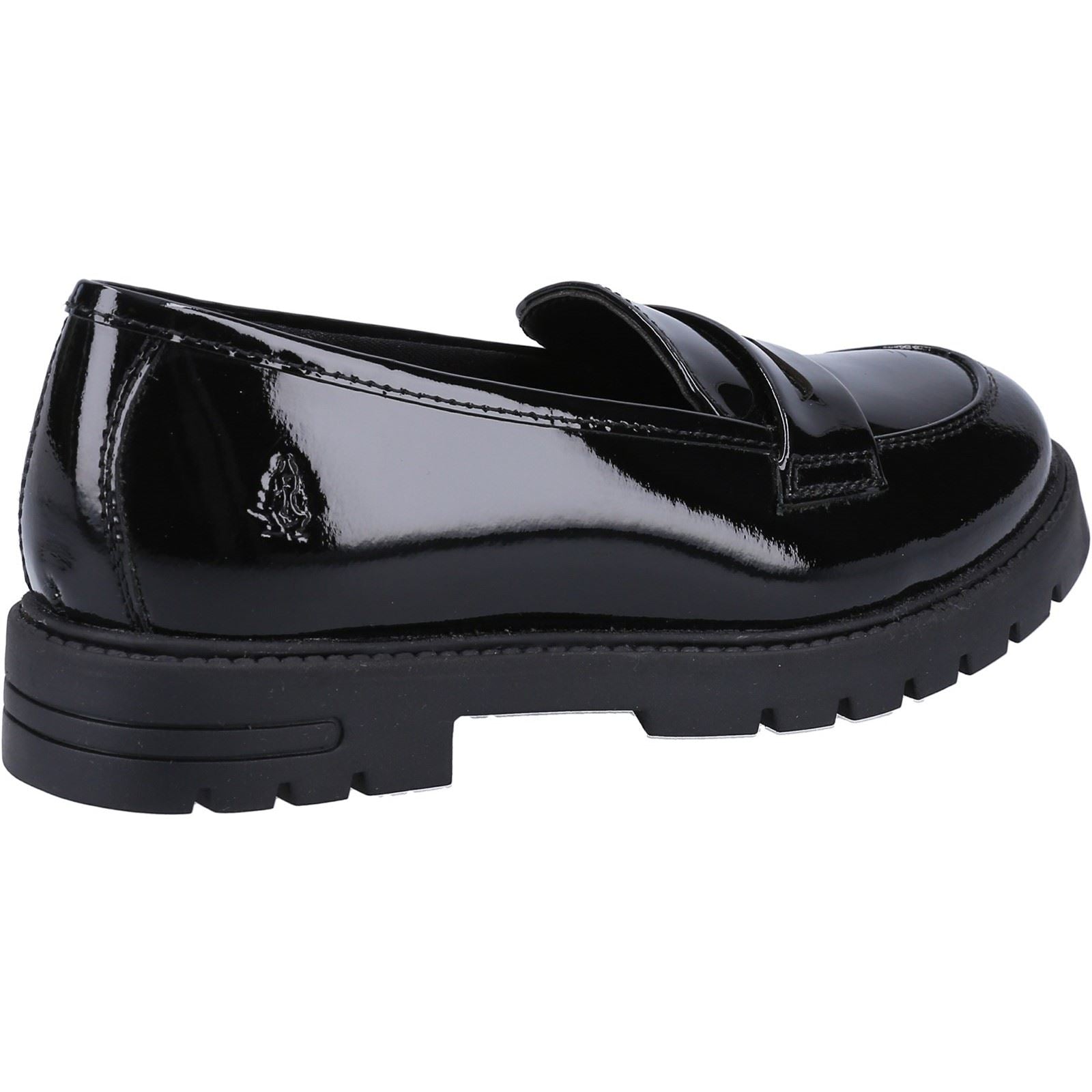 Hush Puppies Hazel Patent SNR Mädchenschwarze Slipper Aus Leder