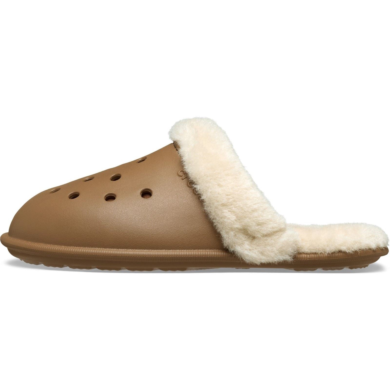 Crocs Classic Fuzz Scuff Thermolastische Schlappen In Sepia
