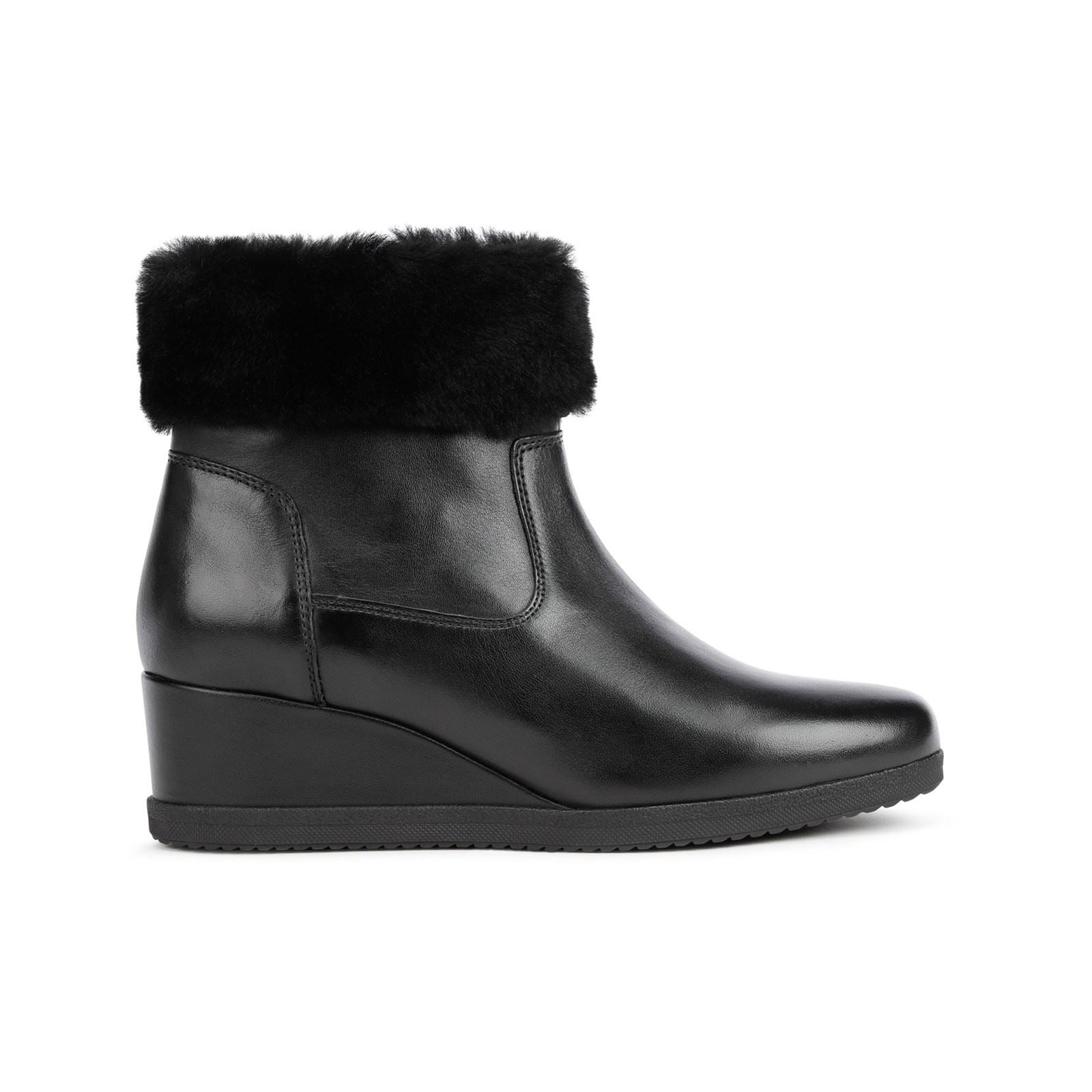Geox Anylla Rindsleder Damen Stiefel In Schwarz