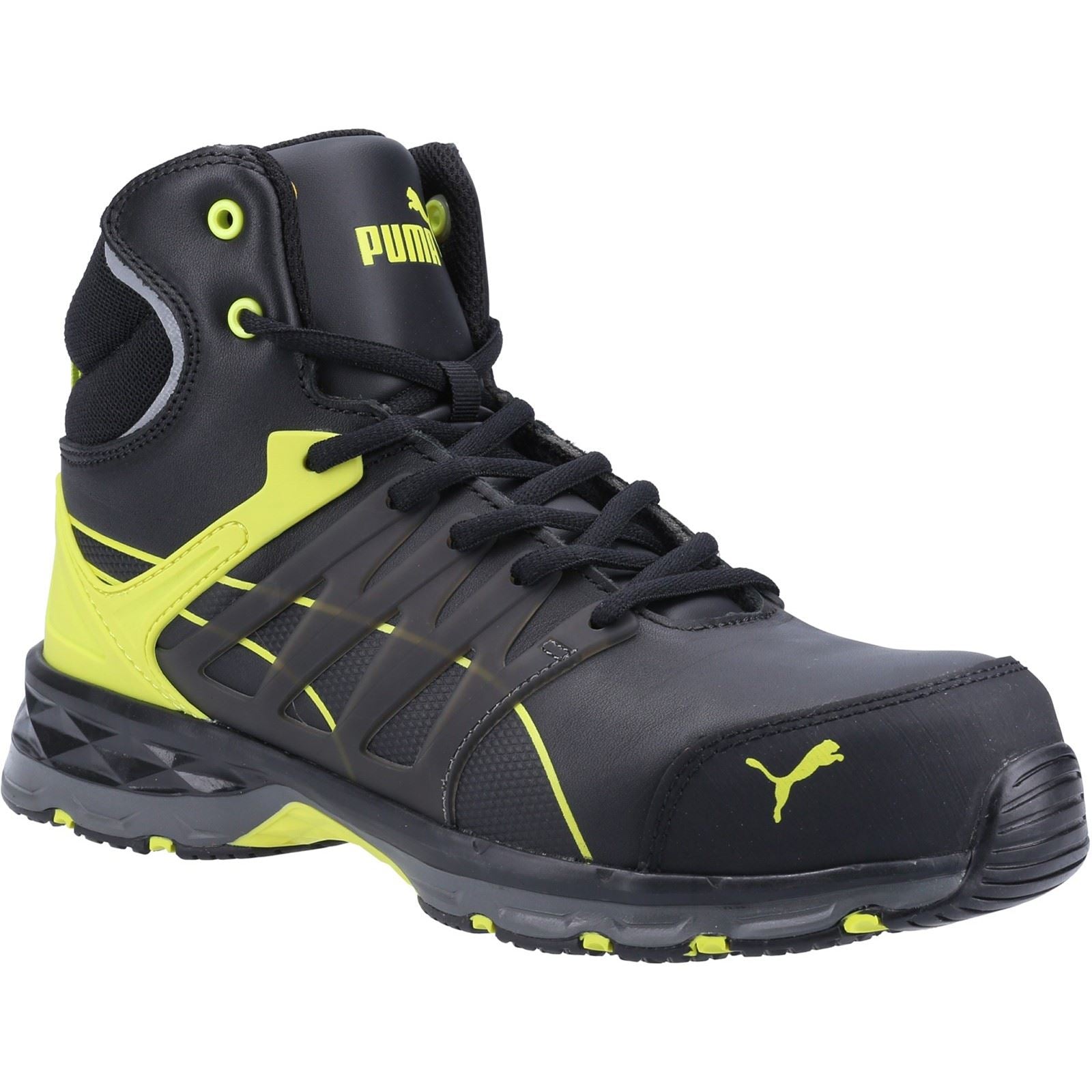 Puma Safety Velocity Zwei Punkt Null Mid S3 Leder Gelbe Sicherheitsschuhe