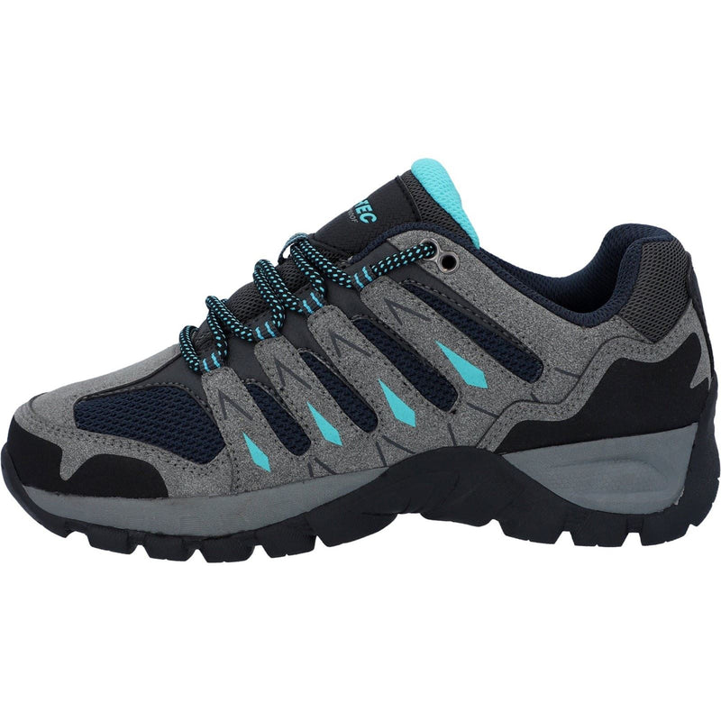 Hi-Tec Corzo Low Pu-Wildleder Wanderschuhe Für Damen In Cool Grey/Navy Blue/Curacao